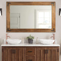 YOSHOOT Rustic Wooden Framed Wall Mirror, Natural Wood Bathroom Vanity Mirror for Farmhouse Decor, Vertical or Horizontal Hanging, 53" x 28", Brown