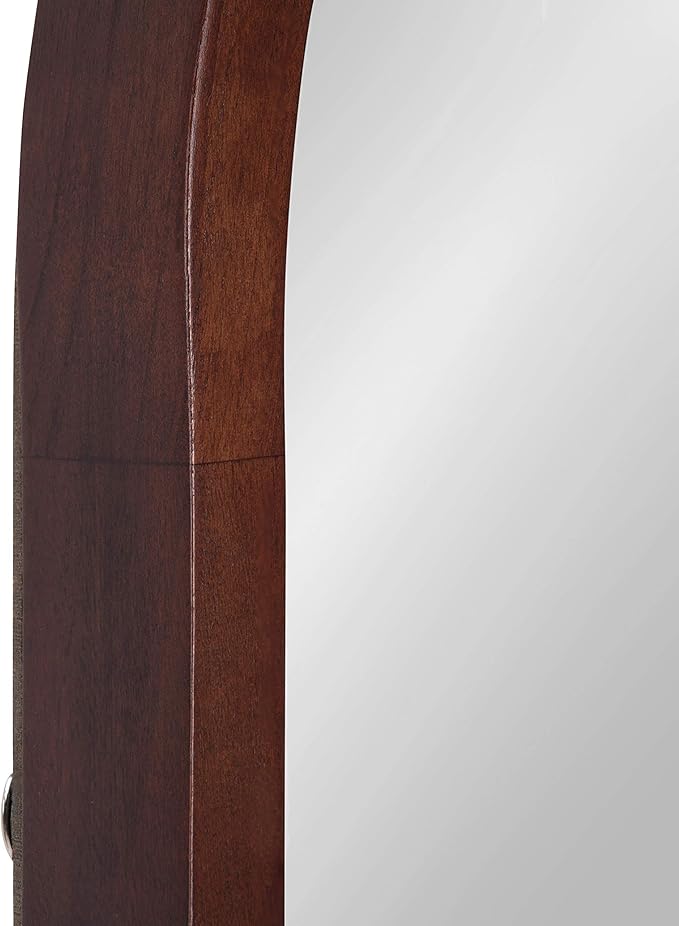 Kate and Laurel Hutton MidCentury Modern Farmhouse Arch Mirror, 24" x 36", Walnut Brown Finish