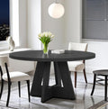47" Round Dining Table for 4-6, Modern Dinner Table Farmhouse Round Small Kitchen Tables with Wooden Cross Base for Dining Room, Kitchen, Living Room, Black