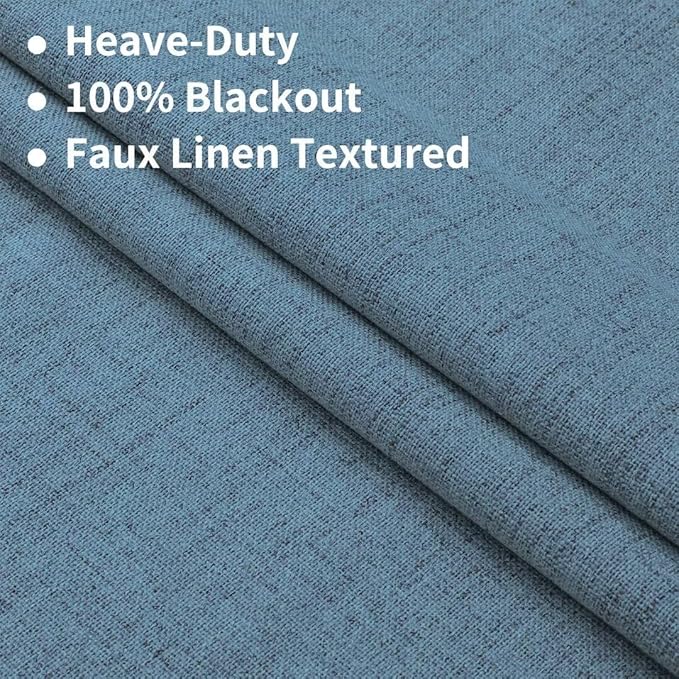 Joydeco Custom 100% Blackout Long Drapes for Bedroom Living Room Blackout Darkening Curtain Thermal Insulated Back tab Rod Pocket 1 Panel(Sky Blue,Custom Size)
