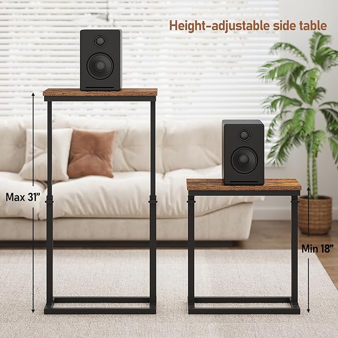 TUTOTAK End Table, Side Table, Tall Couch Table, Sofa Table, Living Room, Bedroom, Brown TB01BB083