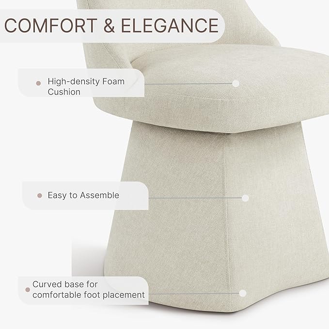 Swivel Dining Chair Mid Century Modern DeskChair High Back Upholstered Linen Fabric SideChair for Kitchen Diningroom Bedroom,Linen,1 Box