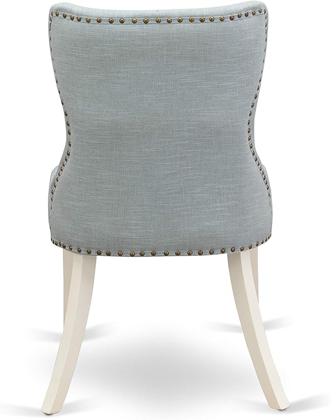 East West Furniture X097SI215-7 7 Piece Dining Table Set Consist of a Rectangle Kitchen Table with X-Legs and 6 Baby Blue Linen Fabric Parson Dining Room Chairs, 40x72 Inch, Multi-Color