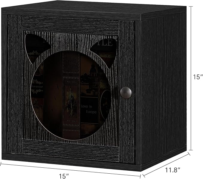 FUSUNBAO Magic DIY Cube Storage Organizer Stackable Cubes for Home Books Clothes Toy-Modular Cubby Storage System-Office Cubical-Bookcase Closet(Black,Cat Door Cube)