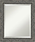 Amanti Art Bathroom Mirror for Over Sink, 25x21 Filigree Matte Black Rectangle Vanity Mirror, Small Traditional Frame, Hangs Horizonally and Vertically, Bathroom Wall Decor, Beveled Edge