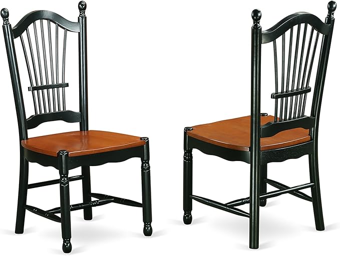 East West Furniture DOVE9-BCH-W 9 Piece Modern Dining Table Set Includes a Rectangle Wooden Table with Butterfly Leaf and 8 Kitchen Dining Chairs, 42x78 Inch, Black & Cherry