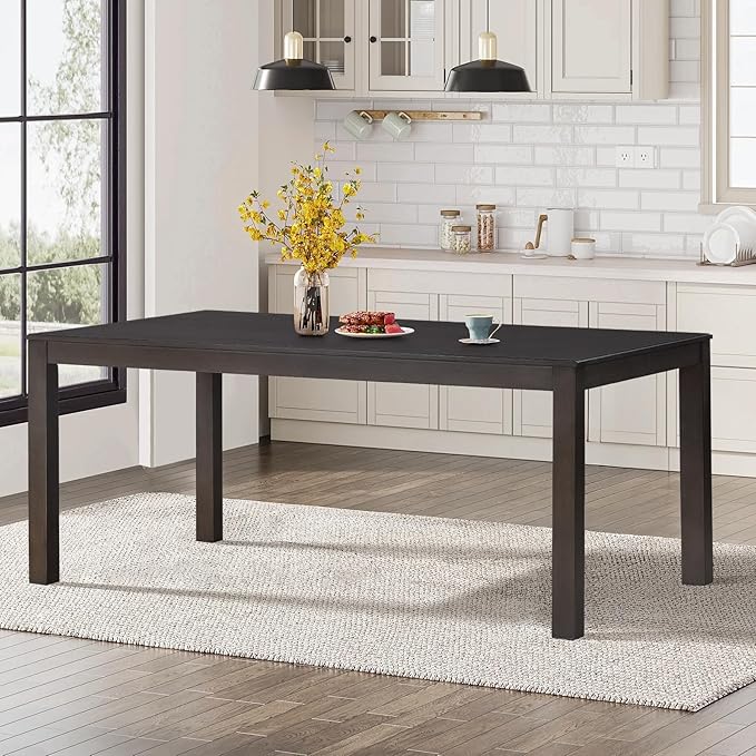 COLAMY Modern Rectangular Dining Table Set, 60" L x 36" W x 30" H, Grey Wood & Fabric, 4-6 Person Capacity, Requires Assembly