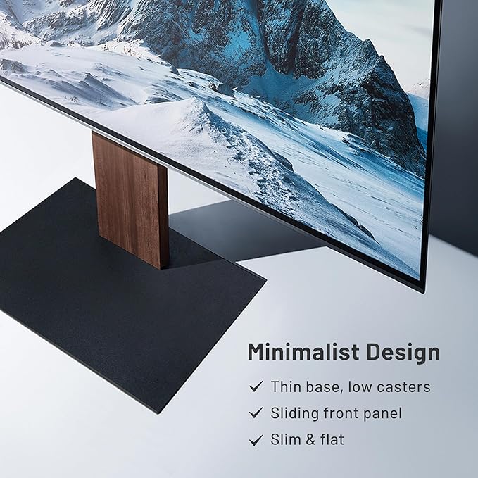 WALL V2 Caster High Type | Minimalist Rolling TV Stand for 32–60 Inch | Walnut | Portable, Space Saving, Height Adjustable, No Drill | for Living Room and Bedroom | Japanese Design & Engineering