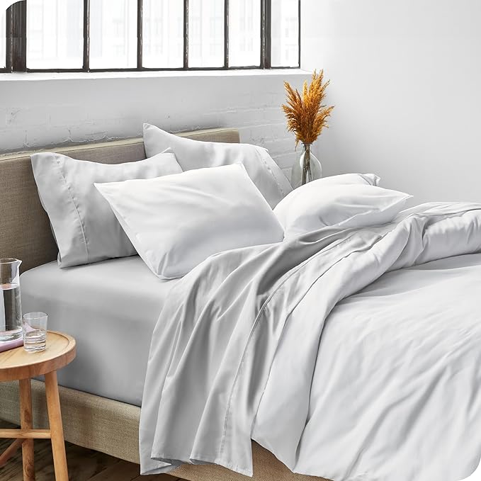 Bare Home Split King Sheet Set - 1800 Ultra-Soft Microfiber Double Brushed - Deep Pockets - 5 Piece Set - 2 Twin XL Fitted Sheets, 1 King Flat Sheet, and 2 King Pillowcases (Split King, Cloud Grey)
