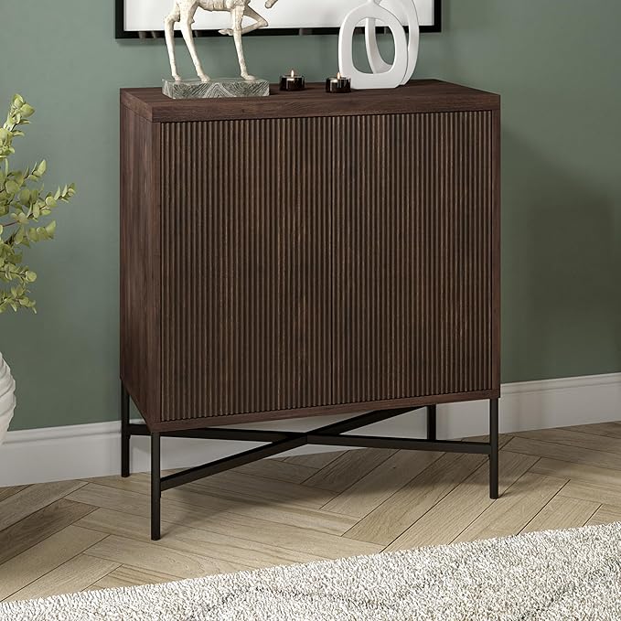 Henn&Hart 28" Wide Rectangular Accent Cabinet in Brown, for Home, Living Room, Bedroom, Entertainment Room, Office