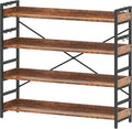 HCHQHS 4 Tier Bookshelf, Adjustable Industrial Bookcase, Vertical Tall Book Shelf, Wood and Black Metal Open Bookshelves for Home Office, Living Room, Bedroom