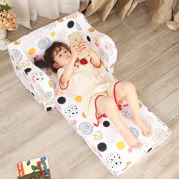 Firework Kids Sofa, 2-in-1 Kids Couch Fold Out, Convertible Sofa to Bed for Girls and Boys