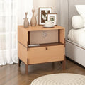 SBS-AL-21-1 Sebastack Night Stand, Customizable 2 Drawers Bedside Table, End Table, Side Table for Bedroom, Dormitory, Mid-Century Style Wood Chest of Furnitures, Beech Color