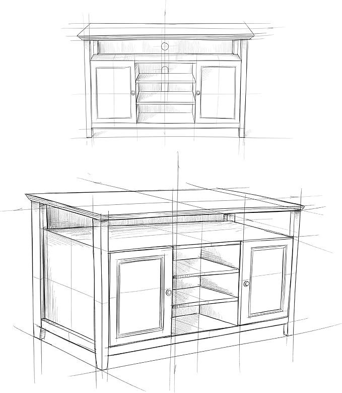 SIMPLIHOME Amherst 54-inch Wide Solid Wood TV Stand in Light Golden Brown, Transitional-Style Media Console for Living Room with Adjustable Shelves and Cable Management