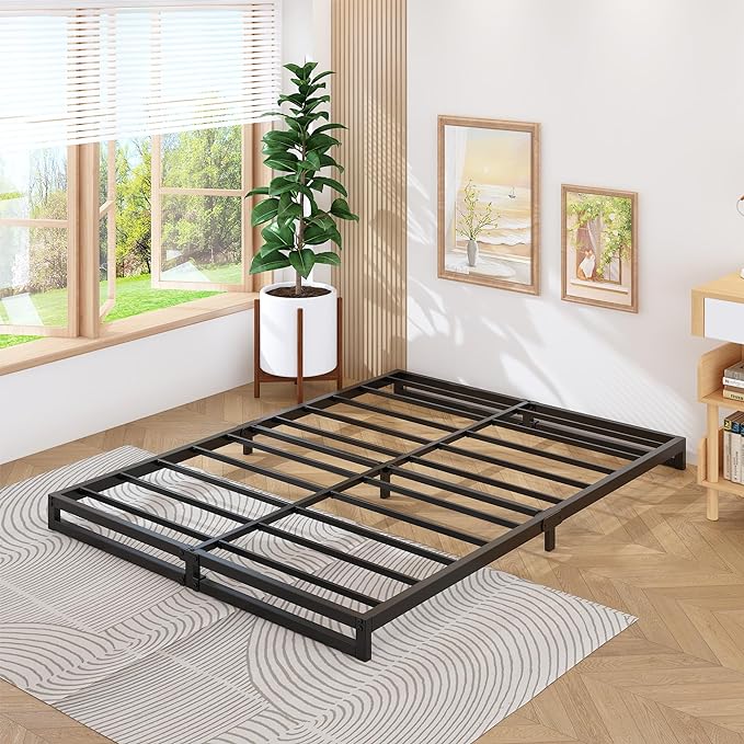 6 Inch Full Size Bed Frame No Box Spring Needed, Heavy Duty Metal Platform Beds with Sturdy Steal Slats for Mattress Foundation, Easy Assembly, Noise Free, Black