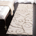 SAFAVIEH Florida Shag Collection Runner Rug - 2'3" x 19', Cream & Beige, Scroll Design, Non-Shedding & Easy Care, 1.2-inch Thick Ideal for High Traffic Areas in Living Room, Bedroom (SG455-1113)