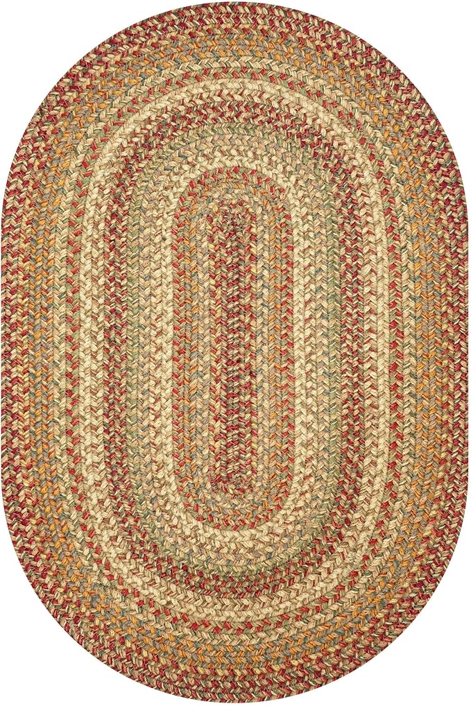Homespice Harvest Jute Brown 4x6' Braided Rugs Oval Rugs for Living Room, Bedroom Rug and Dining Room. Pet Friendly. Decor Styles- Farmhouse Rug, Rustic, Vintage, Primitive, Country, Boho Rug