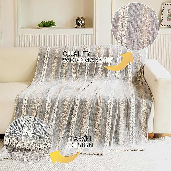 Couch Cover for Dogs Washable Sofa Cover, Sectional Couch Covers, Sofa Covers for 2 Cushion Couch, Non Slip Stripe Sofa Slipcovers Furniture Protector, Couch Protector from Cat Claws, Light,75''x150''