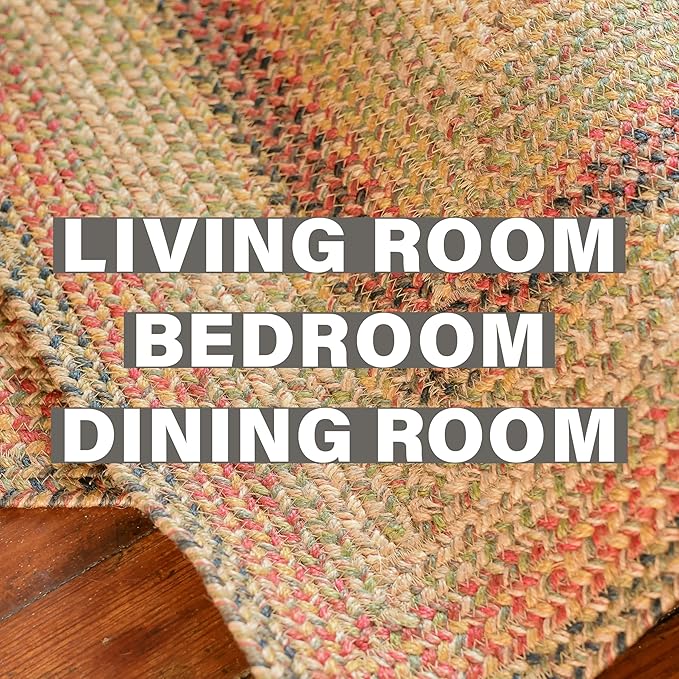 Homespice Kingston Braided Oval Area Rugs 5x8' – Country Style Braided Rugs for Living Room, Bedroom and Dining Area