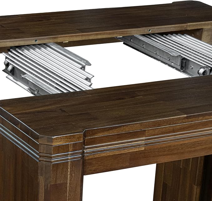 X07SI-BC8-04 - 10 Pieces Modern Dining Set contains an Extendable Rectangle Kitchen Table, 1 Coffee Table, 7 Dining Chairs and 1 Modern Bench, 39x120 Inch, Antique Walnut