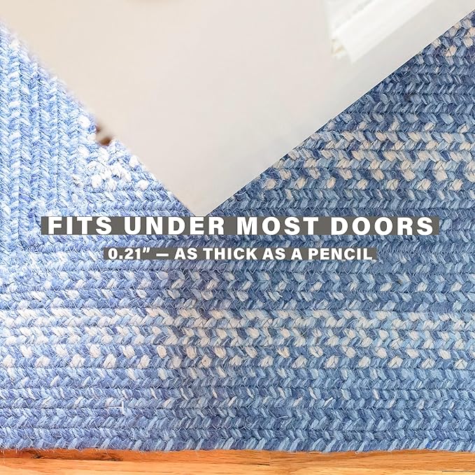 Homespice Denim Jute Blue 8x10' Braided Area Rug for Living Room, Bedroom and Dining Room. Pet Friendly. Decor Styles- Farmhouse Rug, Rustic, Vintage, Cottage, Primitive, Country, Boho Rug