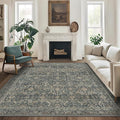 6X9 Area Rugs Machine Washable Rugs for Living Room, Vintage Boho Large Rugs for Bedroom Dining Room, Non Slip Indoor Soft Distressed Lightweight Thin Low Pile Carpet, Deep