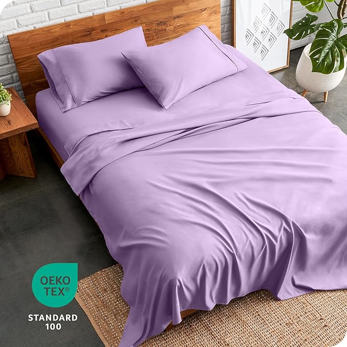 Bare Home Queen Sheet Set - Luxury 1800 Ultra-Soft Microfiber - Double Brushed - Deep Pockets - Easy Fit - 4 Piece Set - Bedding Sheets & Pillowcases (Queen, Lavender)