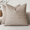 Foindtower Set of 2 Decorative Vintage Floral Print Throw Pillow Covers Neutral Modern Farmhouse Cushion Covers Boho Home Decor for Sofa Couch Chair Bedroom Living Room Outdoor,24×24 Inch,Tan Taupe