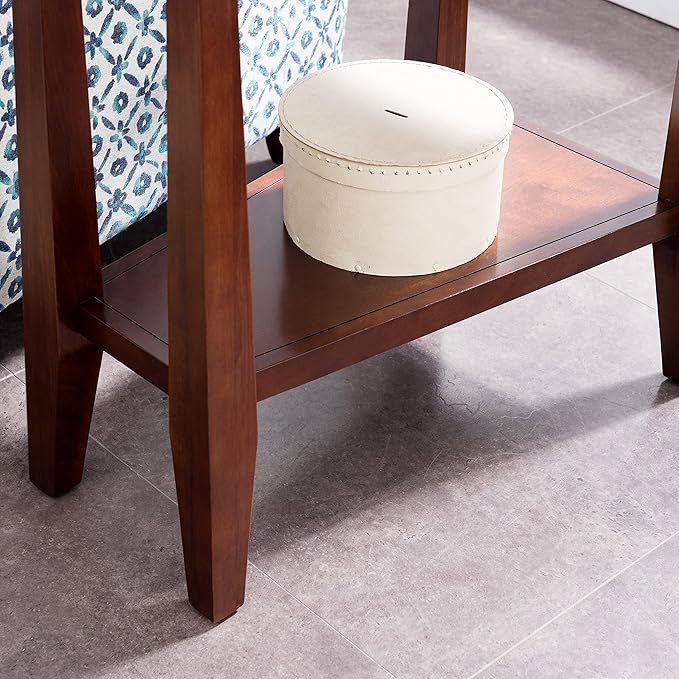 Delton 24 in. Solid Wood Recliner Wedge Side End Side Table with Shelf, Sienna Brown – Leick Home, 10402