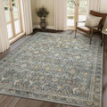 10X12 Area Rugs Machine Washable Rugs for Living Room, Vintage Boho Large Rugs for Bedroom Dining Room, Non Slip Indoor Soft Distressed Lightweight Thin Low Pile Carpet, Terracotta