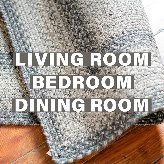 Homespice Flint Hill Hand Braided Rug 4x6' - Primitive Country Rugs for Bedroom and Living Room