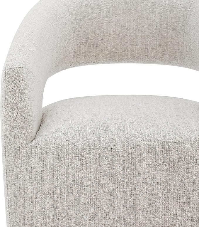 Upholstered Dining Chairs with Casters No Assembly Modern Barrel Armchair with Rollers for Diningroom Bedroom Livingroom Reading Room,Set of 2,White