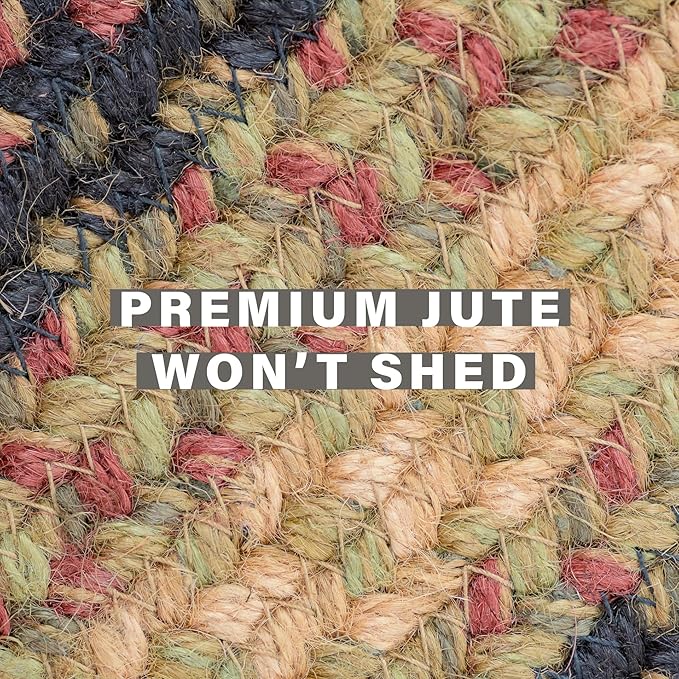 Highland Multi Color Jute Braided Area Rug, 4x6' Rectangle - Warm Country and Cabin Decor, Perfect for Kitchens and Large Entryways - Durable, Reversible and Easy to Clean