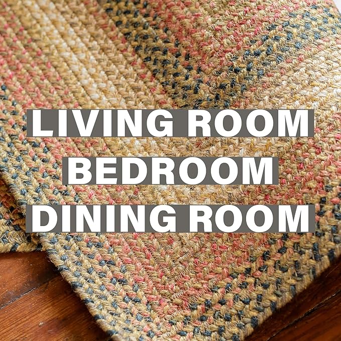 Homespice Russet Multi Color Oval Area Rugs, 5x8' - Handmade with Jute, Warm Country Decor, Perfect for Living Rooms and Bedrooms - Durable, Easy to Clean and Pet Friendly