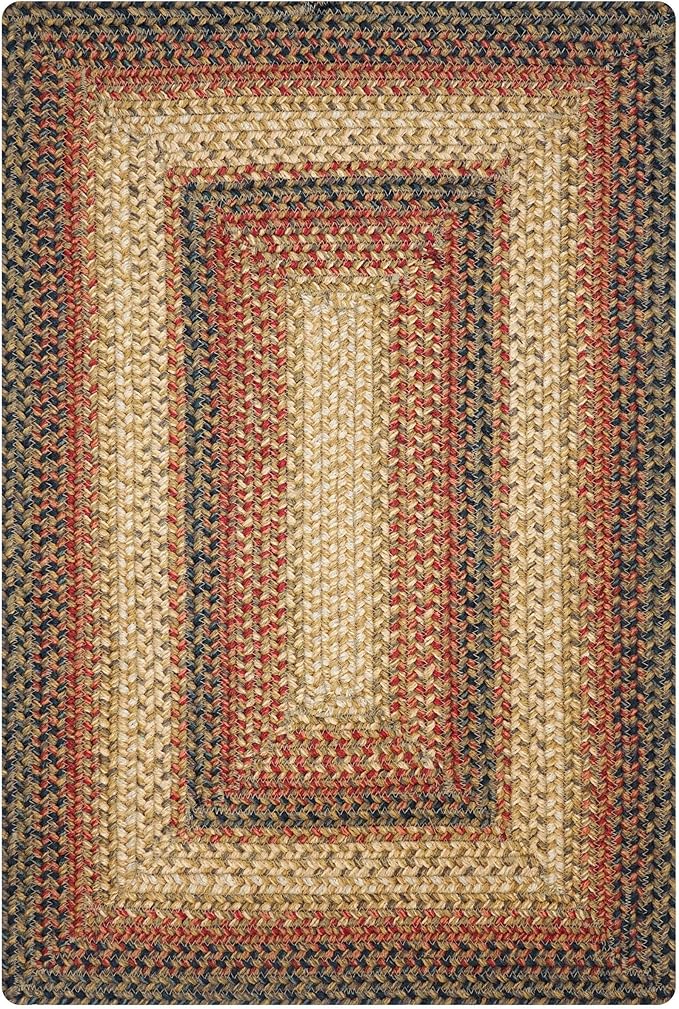 Russet Multi Color Jute Braided Area Rug, 4x6' Rectangle - Warm Country Decor, Perfect for Kitchens and Large Entryways - Durable, Reversible and Easy to Clean