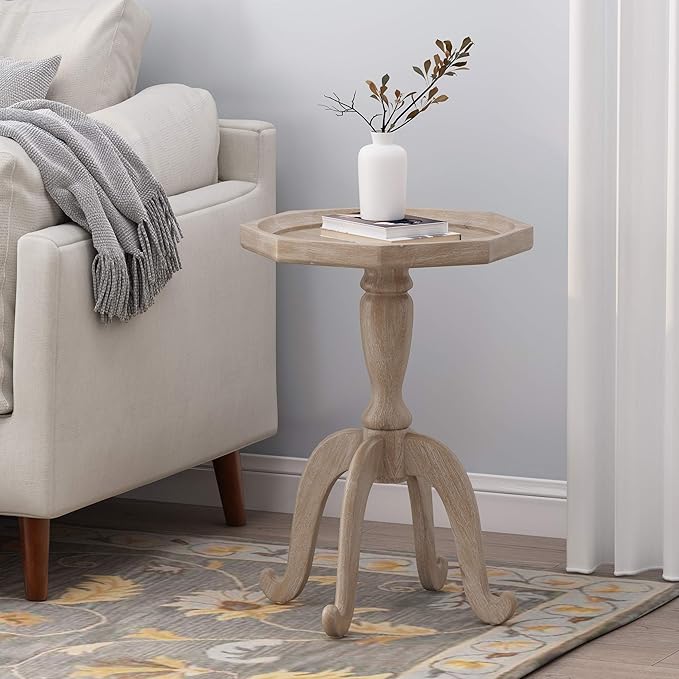 Christopher Knight Home Elizabeth French Country Accent Table with Octagonal Top, Natural 18.25 in x 18.25 in x 25 in