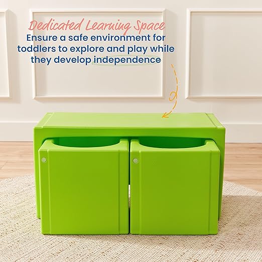 ECR4Kids Tri-Me Table and Cube Chair Set, Multipurpose Furniture, Lime Green, 3-Piece