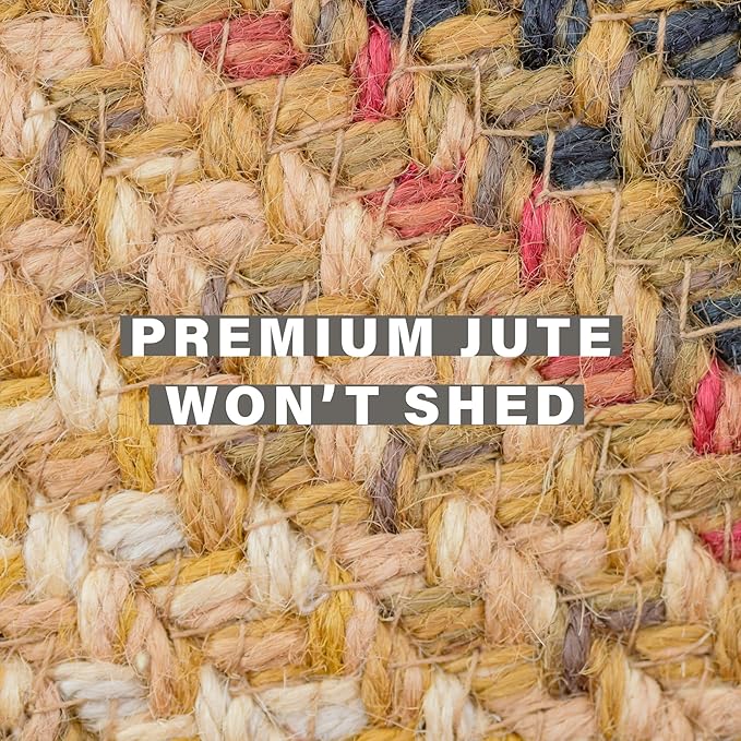 Russet Multi Color Jute Braided Oval Rug, 4x6' - Warm Country Decor, Perfect for Bedrooms, Kitchens and Large Entryways - Pet Friendly, Reversible and Easy to Clean