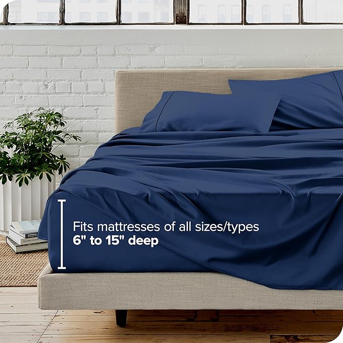 Bare Home Full Sheet Set - Luxury 1800 Ultra-Soft Microfiber Bed Sheets - Double Brushed - Deep Pockets - Easy Fit - 4 Piece Set - Bedding Sheets & Pillowcases (Full, Dark Blue)