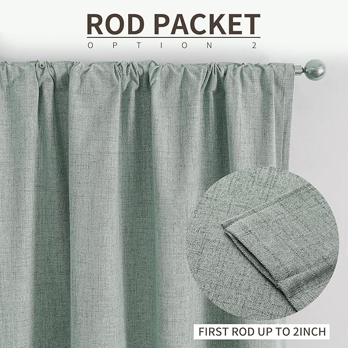 Joydeco Custom 100% Blackout Long Drapes for Bedroom Living Room Blackout Darkening Curtain Thermal Insulated Back tab Rod Pocket 1 Panel(Sage Green,Custom Size)