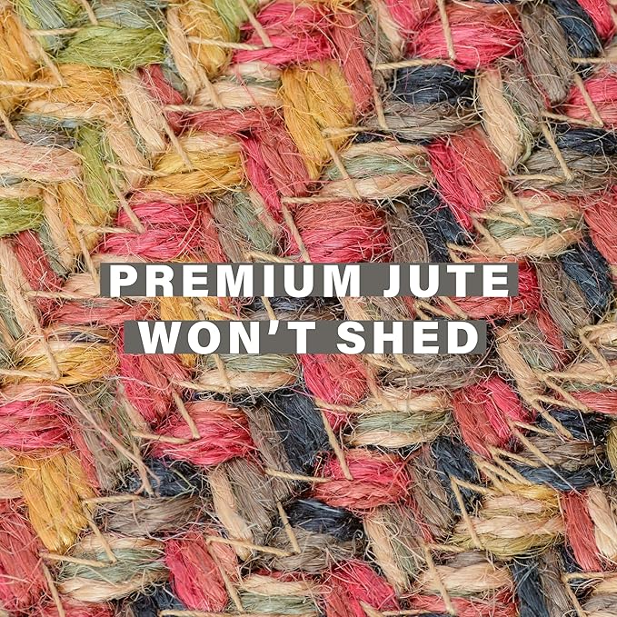 Homespice Kingston Braided Oval Area Rugs 4x6' – Jute Braided Multi Color Rugs for Living Room and Bedroom