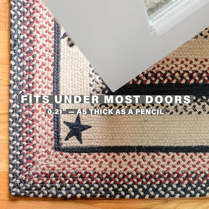 Homespice Primitive Star Gloucester Premium Jute Braided Hall Runner 22 x 72 Rectangular Black, Natural Jute Yarn Rustic, Country, Primitive, Farmhouse Style - 30 Day Risk Free Purchase