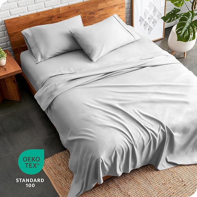 Bare Home Full XL Sheet Set - Luxury 1800 Ultra-Soft Microfiber Full Extra Long Bed Sheets - Double Brushed - Deep Pockets - Easy Fit - 4 Piece Set - Bedding Sheets & Pillowcases (Full XL, Cloud Grey)