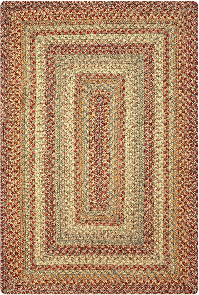 Homespice Harvest Premium Jute Braided Area Rug, 2x6' Rectangular Hall Runner Beige - Tan - Red, Natural Jute Yarn Rustic, Country, Primitive, Farmhouse Style - 30 Day Risk Free Purchase