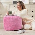 Round Storage Ottoman Bench 20"x15" Round Ottoman Cover with Foam Floor Chair Farmhouse Puff Ottom Pouf Stool for Bedroom Soft Large Pouf Ottom Purple Foot Stool Ottom for Accent Chair