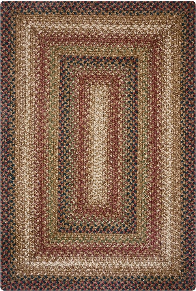 Homespice Gingerbread Premium Jute Braided Rug, 2x6' Rectangular Hall Runner Brown, Red, Reversible, Natural Jute Yarn Rustic, Country, Primitive, Farmhouse Style - 30 Day Risk Free Purchase