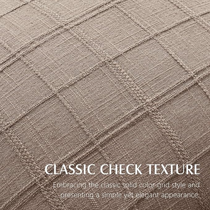 Foindtower Set of 2 Decorative Linen Check Throw Pillow Covers Neutral Farmhouse Vintage Cushion Covers Modern Boho Home Decor for Sofa Chair Couch Bedroom Living Room Outdoor,22×22 Inch,Tan Taupe