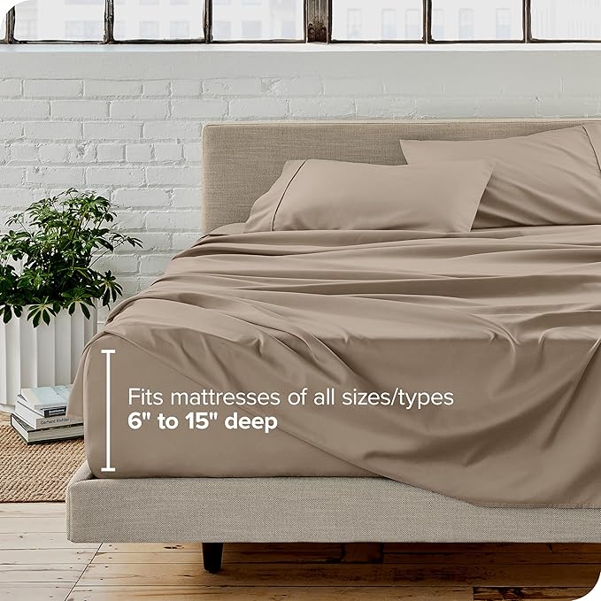 Bare Home King Sheet Set - Luxury 1800 Ultra-Soft Microfiber King Bed Sheets - Double Brushed - Deep Pockets - Easy Fit - 4 Piece Set - Bedding Sheets & Pillowcases (King, Pebble)