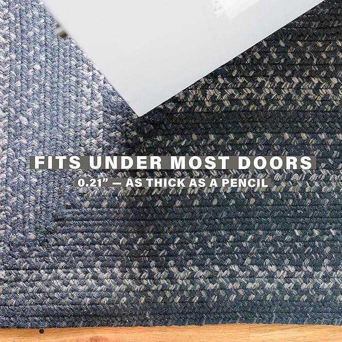 Homespice Jet Black Rectangle Braided Rug 2x3' - Rustic Braided Rug Black & Gray, Ideal as Country Kitchen Rugs & Bed Side Rugs for Bedroom. Finely Braided Jute Rug