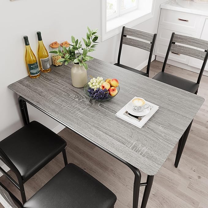 Dining Table for 4, Small Table and Chairs Set of 4, Square Dinette Set for 4, 5 Piece Kitchen & Dining Room Sets for Small Space (Oak, Table with 4 Upholstered Chairs)